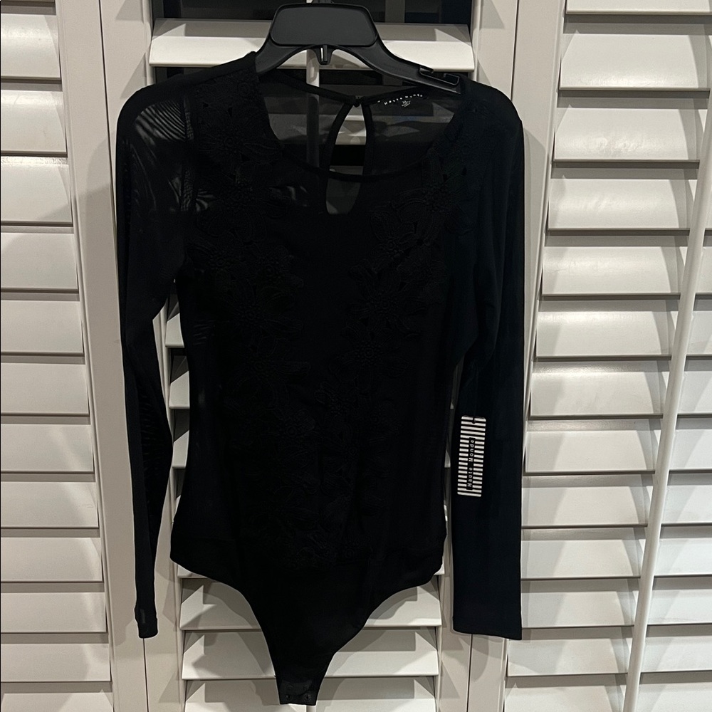 Haute Monde Black Floral Bodysuit